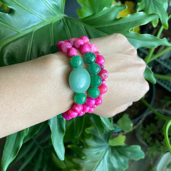 Green Aventurine & Agate Bracelet set - Picture 4 of 6